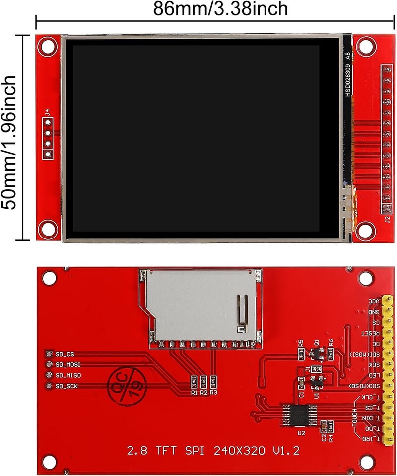 XIITIA 2pcs 2.8" SPI TFT LCD Display Touch Panel ILI9341 240x320 TFT LCD Touch Screen Shield 5V/3.3V STM32 Display Module SPI Serial with Touch Pen - Image 2